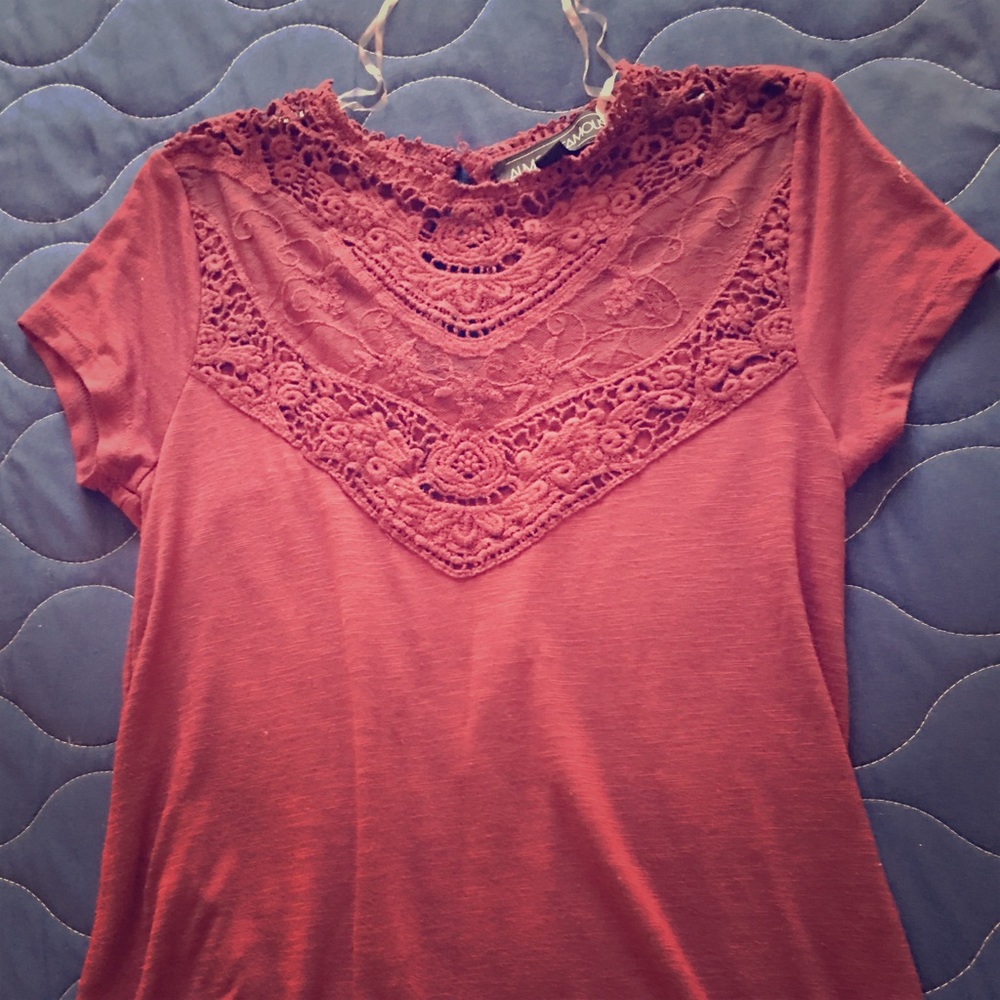 Wine red lace blouse